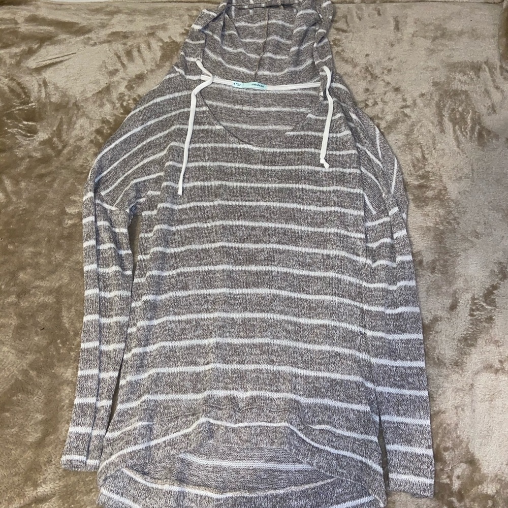 Maurices tan striped hooded sweater M
